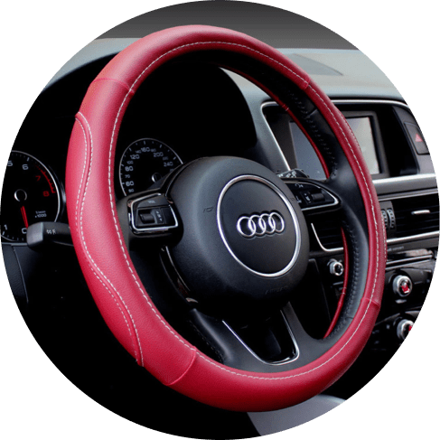4442 2131f8296eb5cf7f1dc9ce1e554bad4c Red Polyurethane Leather Steering Wheel Wrap